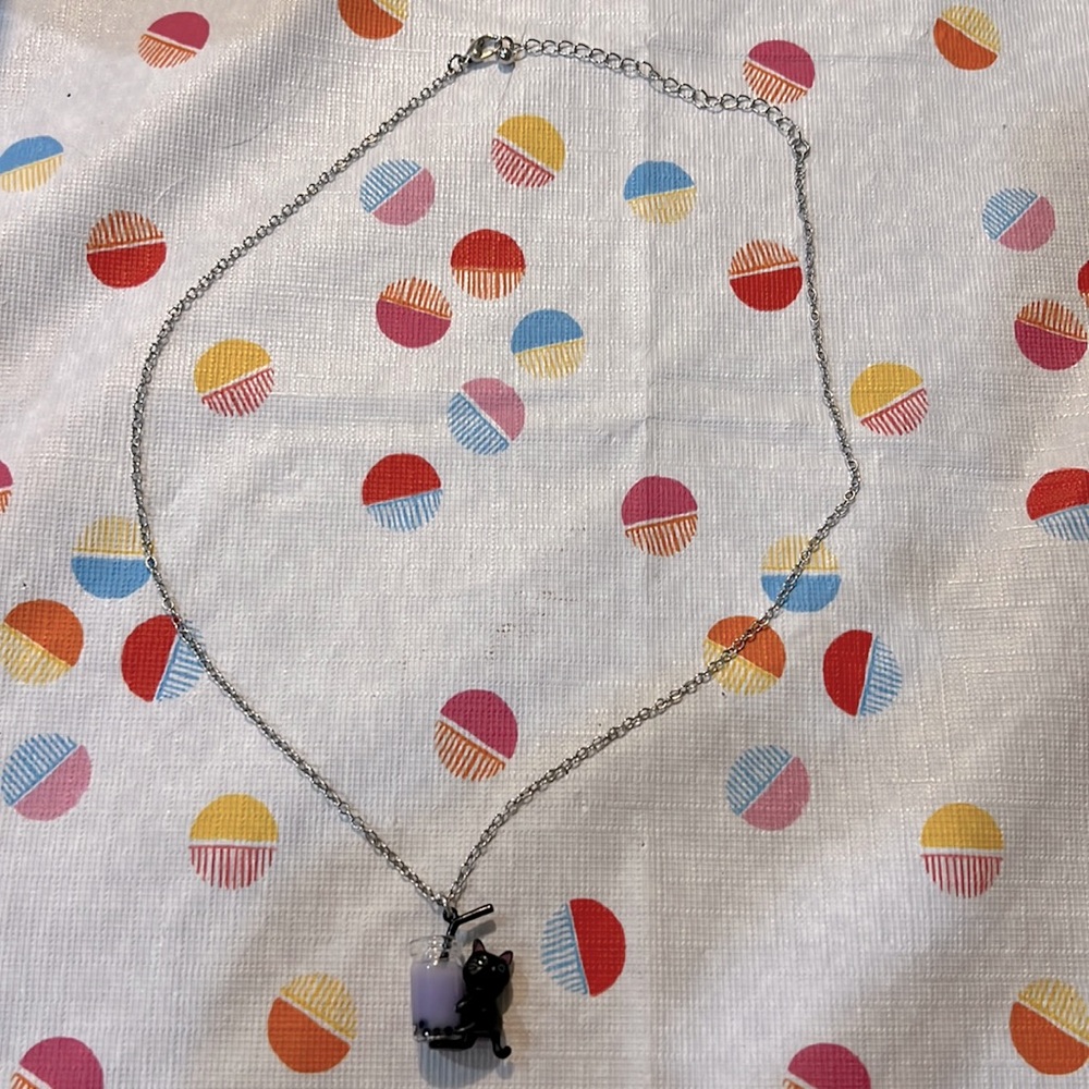 Boba cat chain necklace